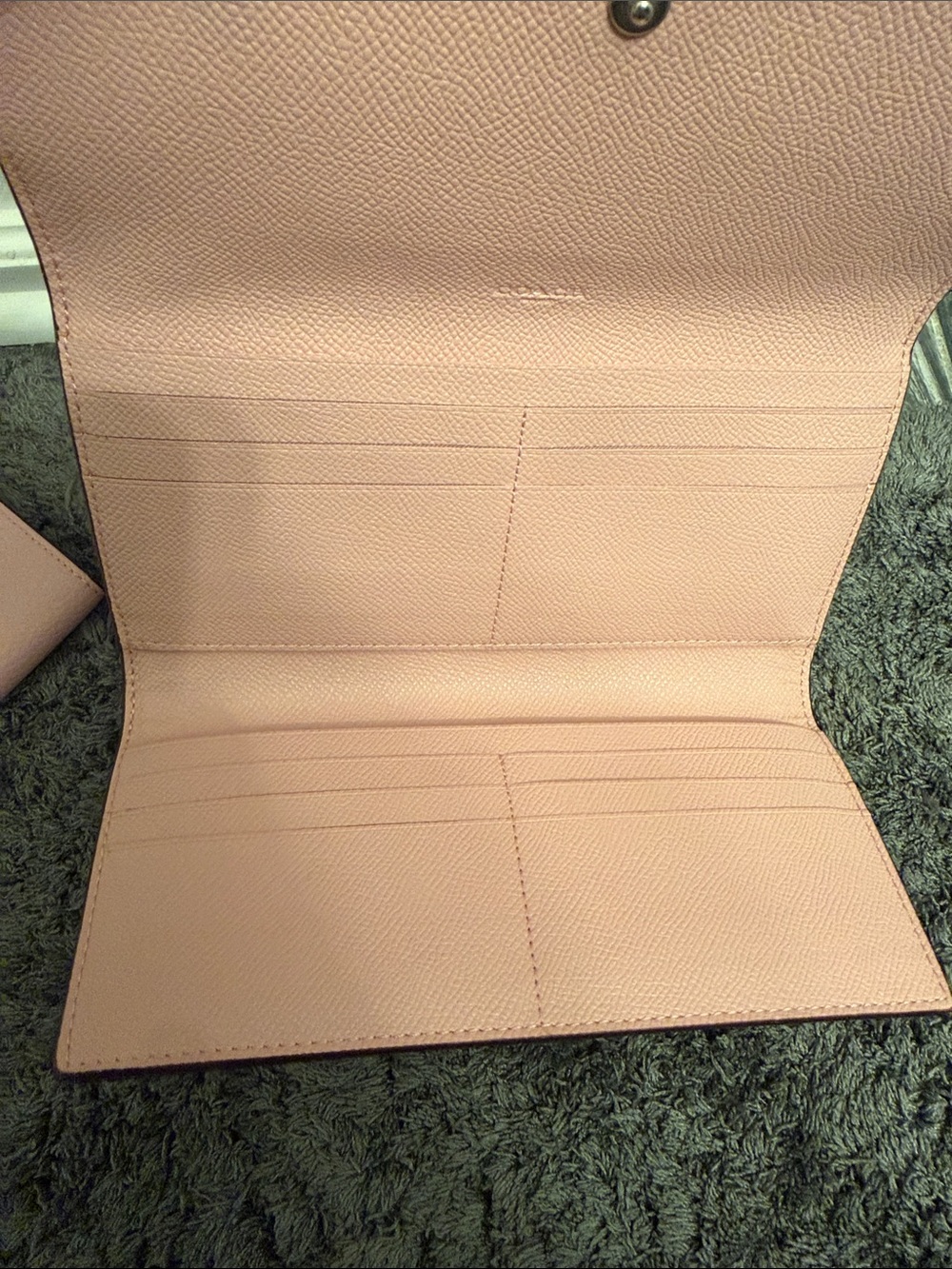 Coach Pink Pebbled Leather Fold-Over Wallet - Picture 2 of 5